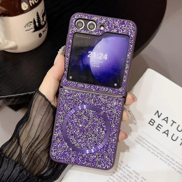 Magnetische Glitzer Diamant TPU Schutzhülle für Samsung Galaxy Z Flip 8 7 FE 6 5 4 3 in Purple - Bild 1
