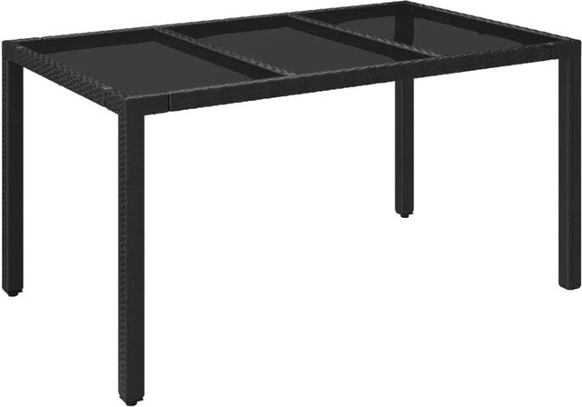 Furnicato Gartentisch aus Poly Rattan mit Hartglasplatte in Schwarz, B/T/H: 150 x 90 x 75 cm - Bild 1