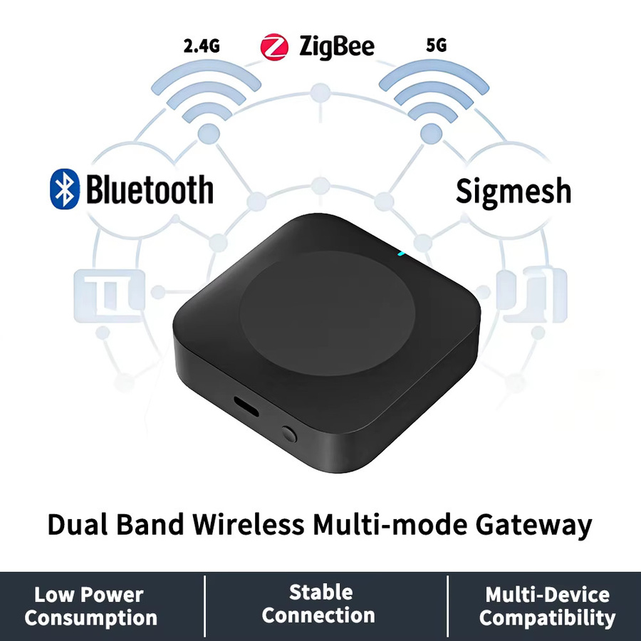 Wesense Dual-Band Wireless Gateway für Tuya Smart App mit Bluetooth und Zigbee, kompatibel mit Google Home und Alexa, Schwarz - Bild 4