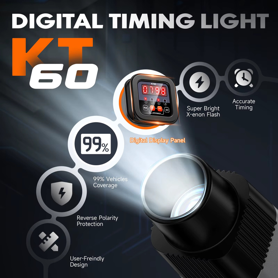 KZYEE KT60 Digitales Zündlicht 12V Stroboskop zur Zündzeitpunktmessung für Automobile und Motorräder - Bild 2