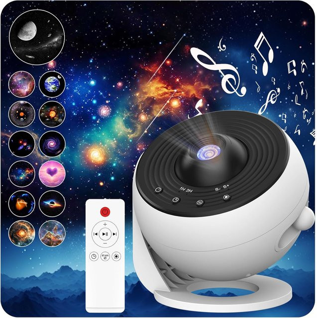 Visason 13-in-1 Sternprojektor Pro mit 360 Grad Rotation, HD Galaxy Projektor in Weiß mit Bluetooth-Lautsprecher, weißem Rauschen und Fernbedienung - Bild 1