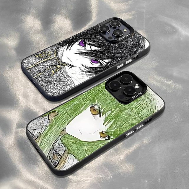 Stoßfeste transparente Handyhülle im Comic Code Geass Design für Apple iPhone 11 bis 17 Pro Max Plus in Schwarz und Weiß - Bild 1
