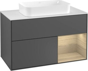 Villeroy & Boch Waschtischunterschrank Finion mit Abdeckplatte, Anthrazit matt und Weiß, Wandmontage, Breite: 100 cm, Tiefe: 50,1 cm - Bild 1