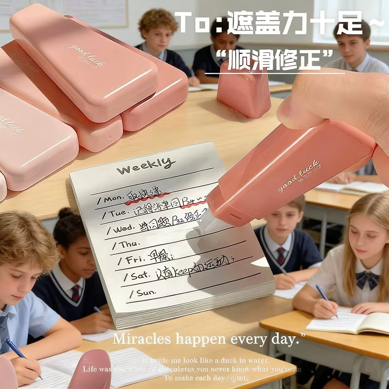 6-teiliges Whiteout-Korrekturband-Set in Weiß, Lila und Pink für Schule und Büro - Bild 3