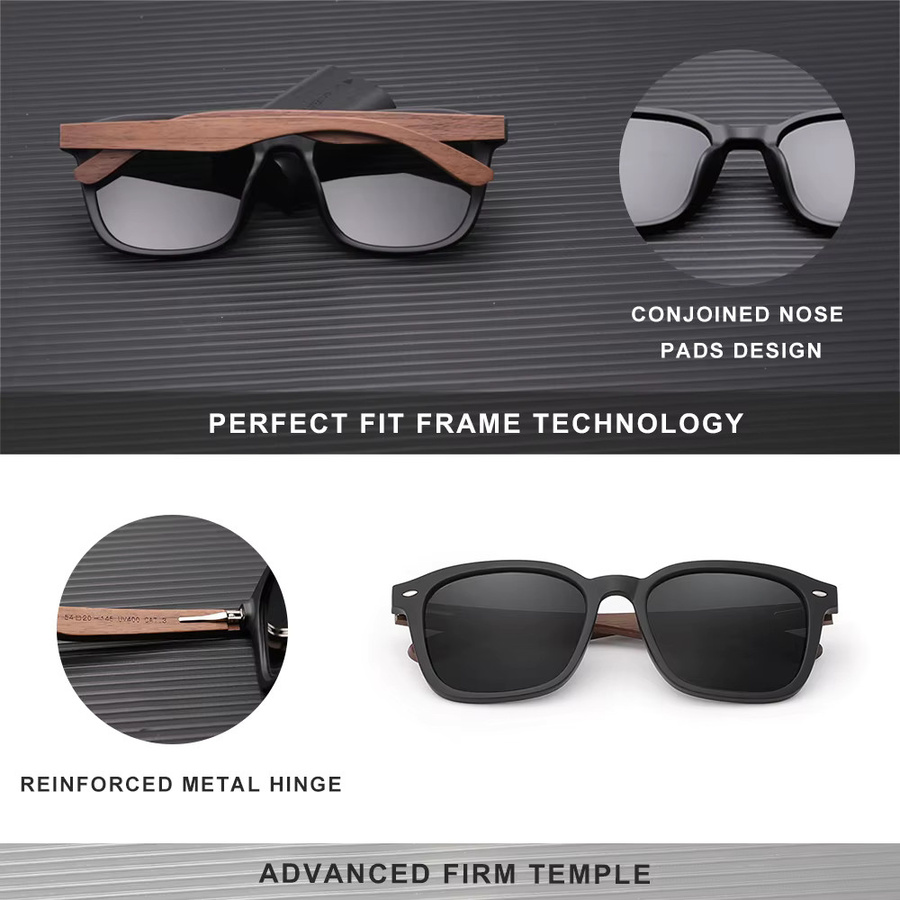 KINGSEVEN Sonnenbrille, quadratisch, Holzrahmen, braun, Unisex, polarisiert - Bild 4
