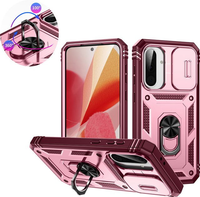 Magnetische Ringhalter-Hülle für Samsung Galaxy A56 A55 A54 A53 A52 A36 A35 A34 A33 mit 360 Grad drehbarem Ring und Kamera-Slide-Cover-Schutz in Pink oder Green - Bild 1