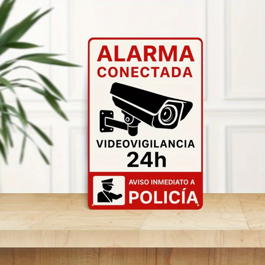 Retro Spanisches Alarmschild ALARMA CONECTADA von CIFBUY aus Eisenmetall als Wanddeko - Bild 3