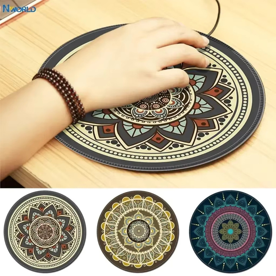 Nworld Vintage Bohemian Runde Mausunterlage Multicolour Rutschfeste 3D Computer-Mausmatte für Gaming und Büro - Bild 3