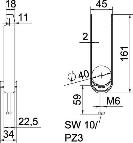 OBO Bettermann Bügelschelle aus Kunststoff in Nylon, Durchmesser: 11,0 mm, Breite: 16,1 mm, Tiefe: 4,5 mm - Bild 1