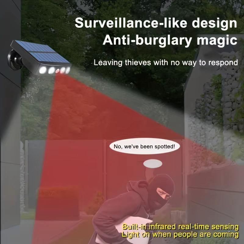 Wasserdichte Solar LED Sicherheitsleuchte mit Bewegungssensor und 3 Modi für Garten und Außenbereich, Farbe: Schwarz, Lichtfarbe: Warmweiß - Bild 3