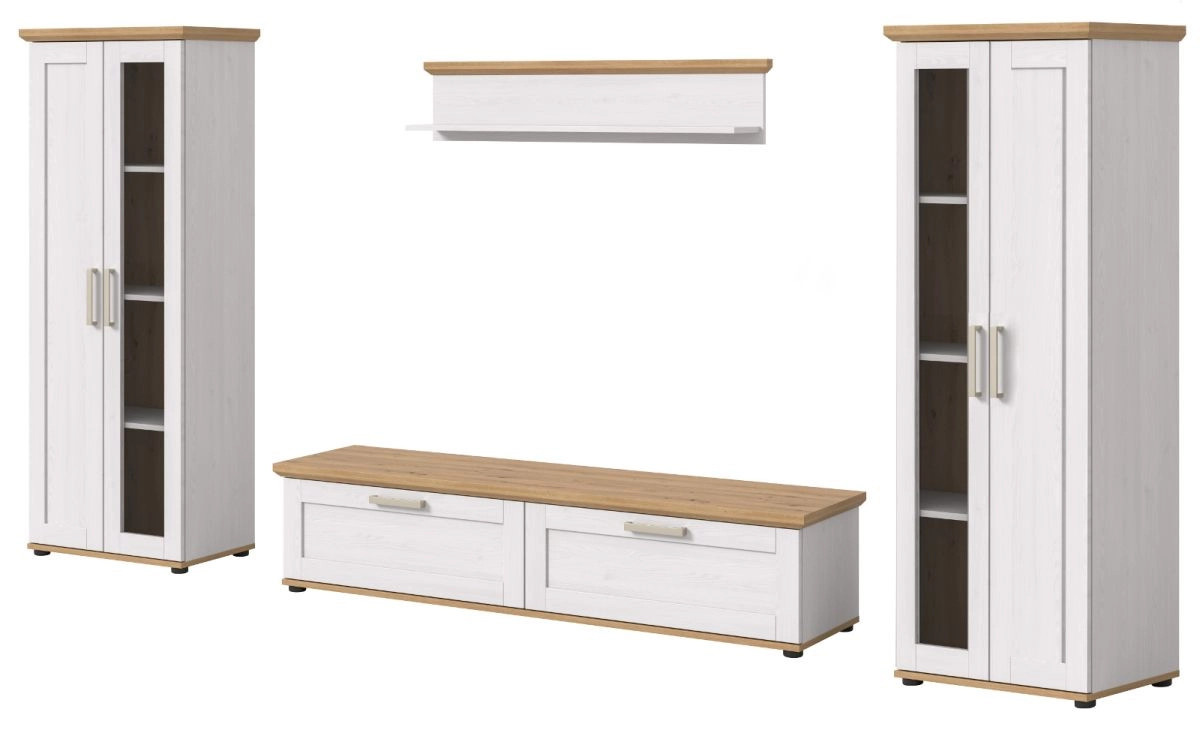 4-teilige Wohnwand Mirano von Inn.Furn in Weiß Lärche im Landhausstil mit Breite: 316 cm - Bild 3