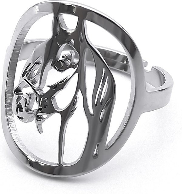 AFAWA Ring Pferd, Edelstahl, Silber, Unisex - Bild 1
