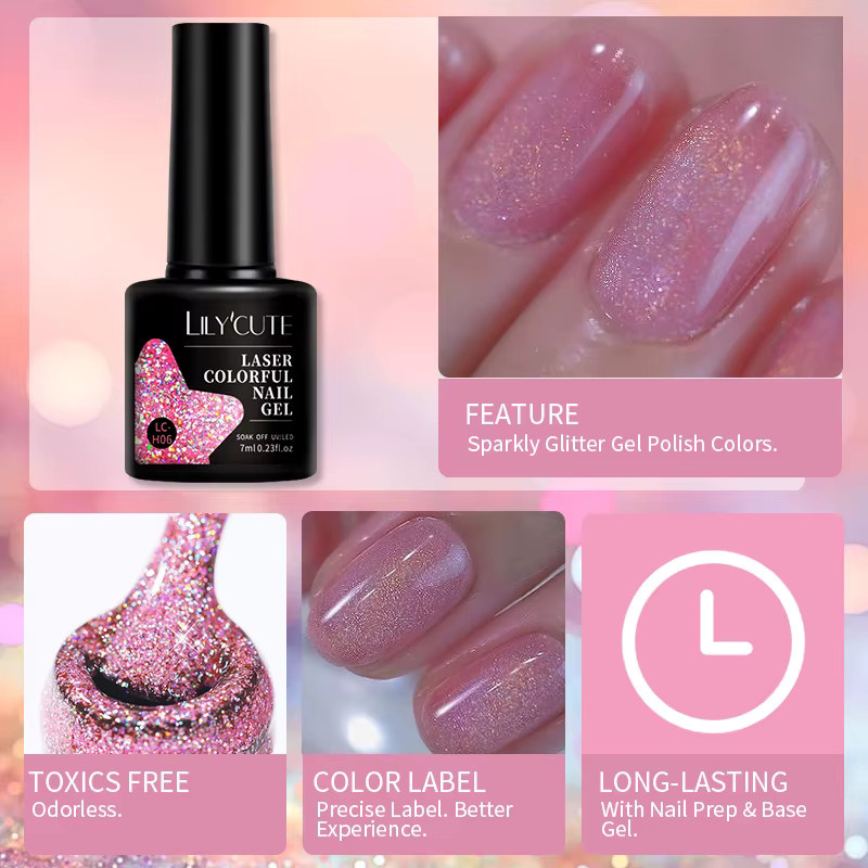 LILYCUTE Nagelgel, Bunter Glitter, 7 ml - Bild 4