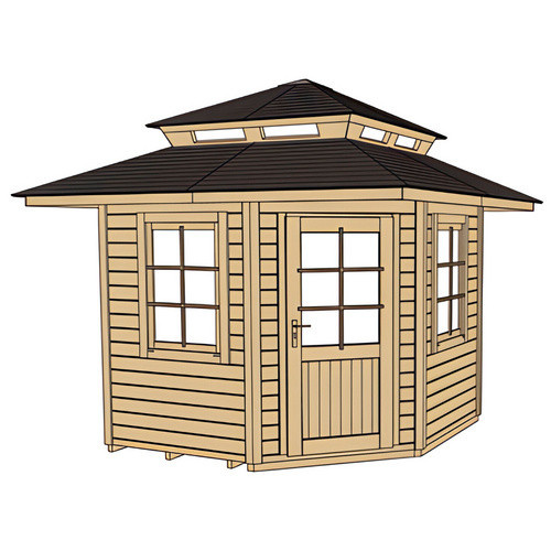 WEKA Gartenhaus 149 5-Eck aus europäischer Fichte in Beige mit Zeltdach, B/H/T: 380 x 315 x 298 cm - Bild 3