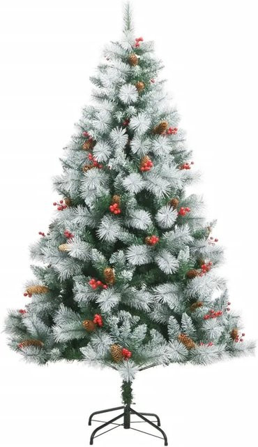 vidaXL Künstlicher Weihnachtsbaum mit Zapfen und Beeren in Grün, Höhe: 210 cm - Bild 1
