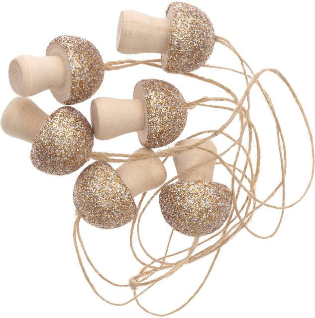 Rico Design Holzhänger Pilz mit Glitter Gold, 6 Stück - Bild 1