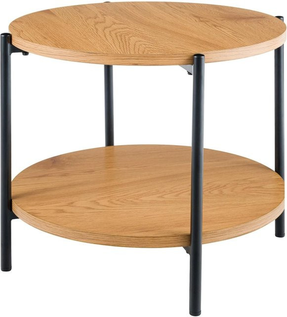 CLP Couchtisch Edduma rund aus Holz und Metall in Natur und Schwarz, Durchmesser: 50 cm - Bild 1