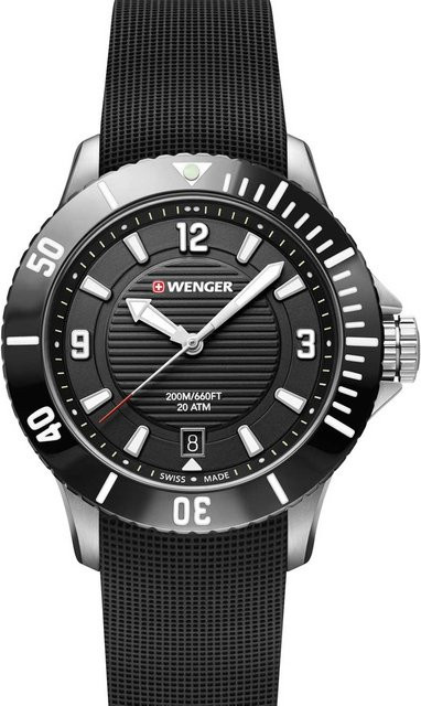 Wenger Damenuhr Seaforce, Quarz, Edelstahl, 36 mm, Silikon, Schwarz, 20 ATM - Bild 1