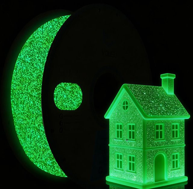 MANLANG PLA 3D-Drucker-Filament 1,75mm im Dunkeln leuchtend, grüner Sternenhimmel, 250g - Bild 1