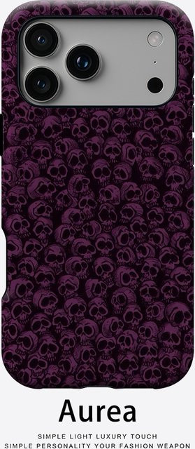 Potdemiel Handyhülle mit Violettem Totenkopf-Schleier Design für iPhone 17 16 15 14 13 Pro Max Plus, robuste doppelschichtige Magnet-Schutzhülle in Violett - Bild 1