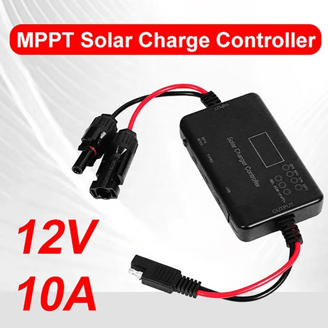 MPPT Solar-Laderegler 10A 12V in Schwarz mit USB-C-Eingang und USB-Ausgang für LiFePO4-Batterien - Bild 1