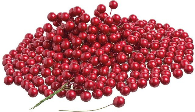 VBS Deko-Beeren am Draht in Rot mit Ø 10 mm, 400 Stück aus Kunststoff - Bild 1