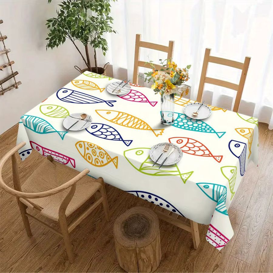 VIKAMA Tischdecke mit Unterwasser-Fischmuster für Picknick, Camping und Outdoor-Partys - Bild 2