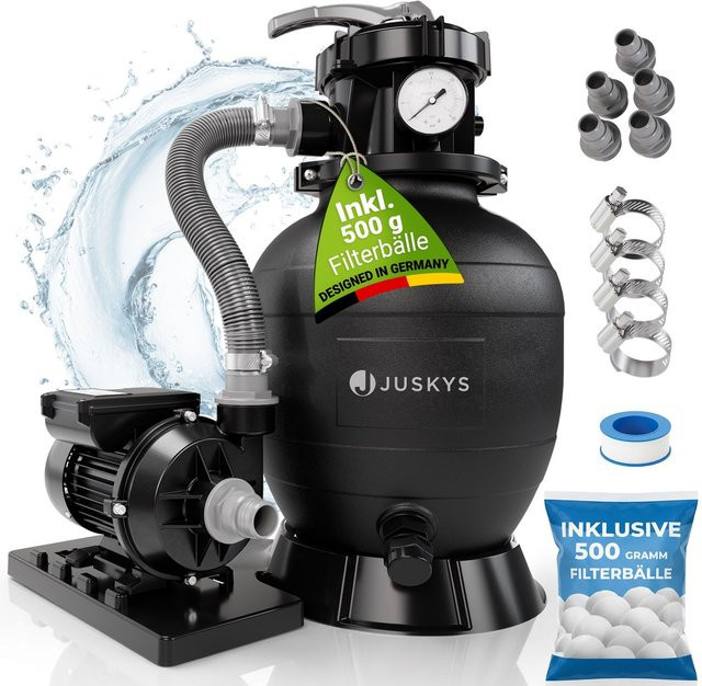 Juskys Sandfilteranlage mit 250 W Leistung und 7-Wege-Ventil für deine Poolfiltration - Bild 1