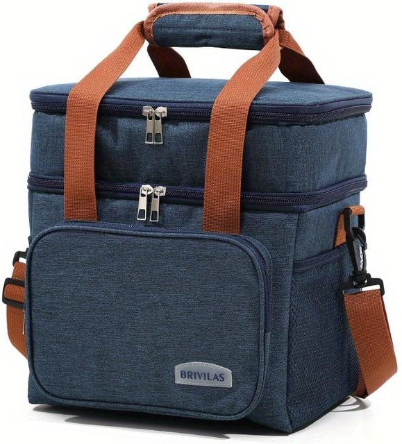 Isolierte Thermos Lunchbox Tasche von Weft in Blau mit gepolstertem Tragegurt für Büro und Picknick, B/H/T: 27,5 x 25,0 x 18,0 cm - Bild 1