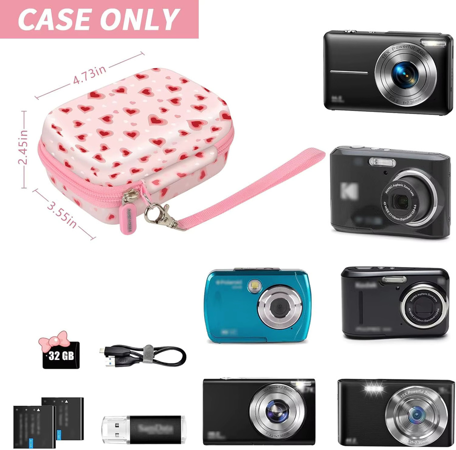 Digitalkamera-Aufbewahrungstasche von Kasfoti für Kodak Pixpro und VAHOIALD FHD 1080P in Schwarz oder Pink - Bild 2