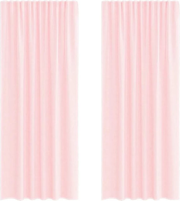 vidaXL Voile Vorhänge mit Stangentaschen, 2er-Set, Hellrosa, B: 140 cm, H: 245 cm - Bild 1