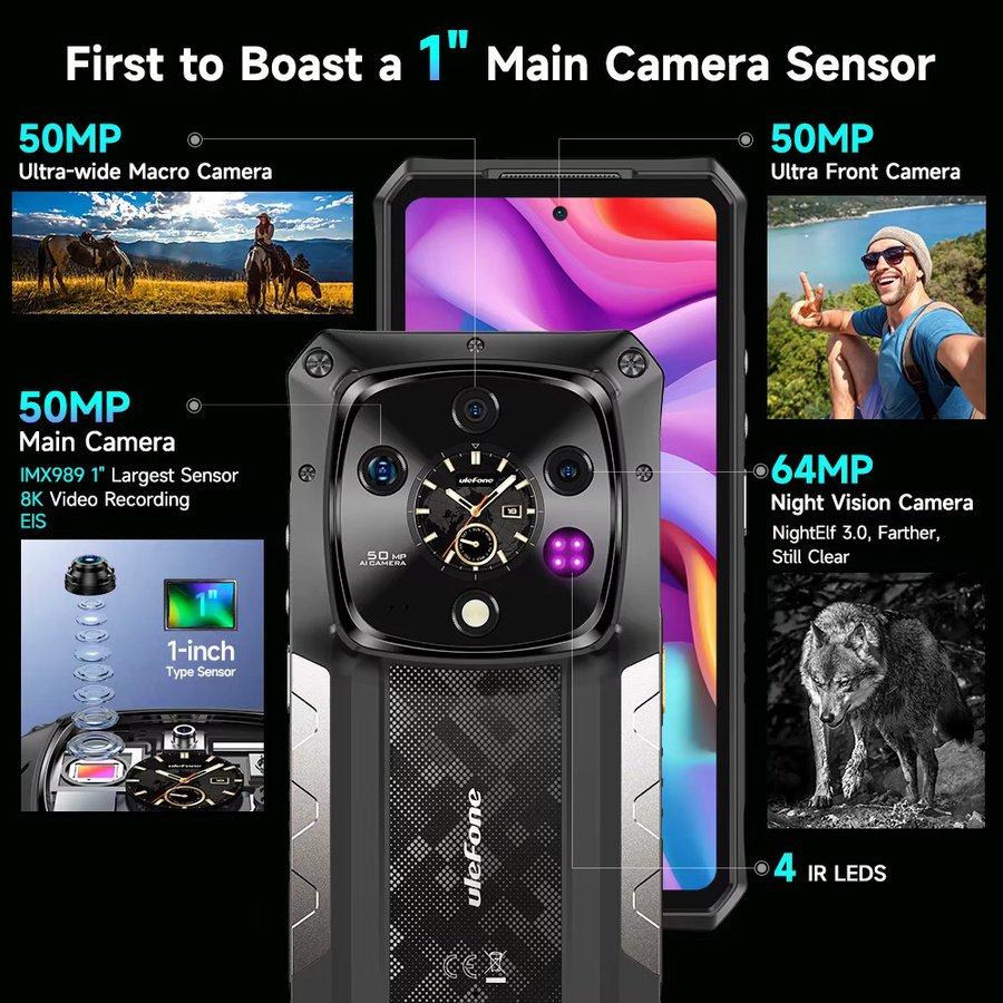 Ulefone Armor 28 Ultra 5G AI Outdoor-Smartphone in Schwarz mit 1 TB ROM, 32 GB RAM, Android und 6,67 Zoll AMOLED-Display sowie 10600 mAh Akku - Bild 6