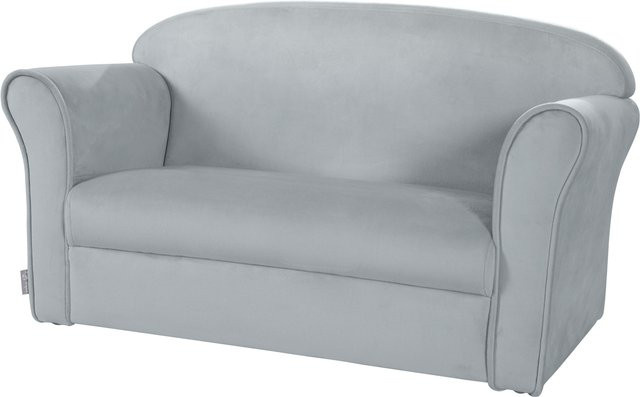 Roba Kindersofa 2-Sitzer aus Holz und Samtstoff in Grau, B/H/T: 78 x 39 x 43 cm - Bild 1