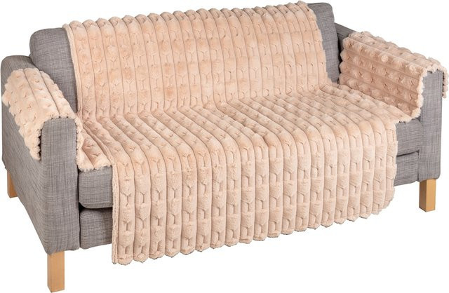 Sofaschoner Kuschel von viva domo in Beige aus Velvet und Fleece - Bild 1