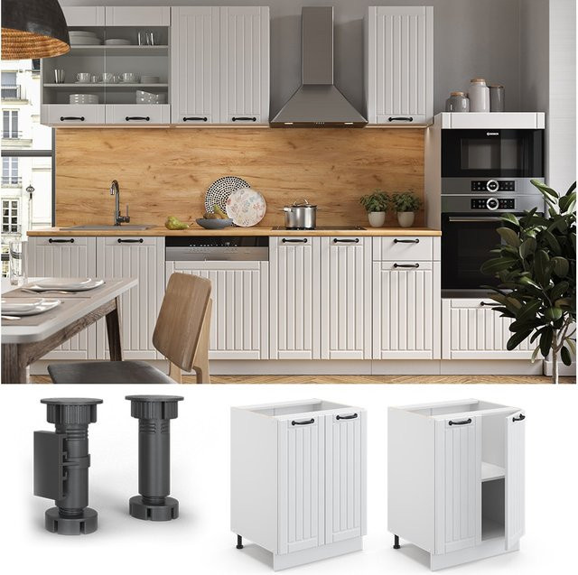Vicco Küchenunterschrank Fame Line Landhaus Weiß Breite: 60 cm, Höhe: 82 cm, Tiefe: 51,6 cm - Bild 1