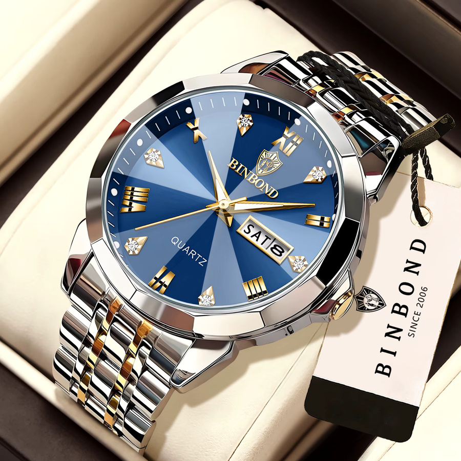 BINBOND Armbanduhr Quarz, Edelstahl, Blau, Herren - Bild 2