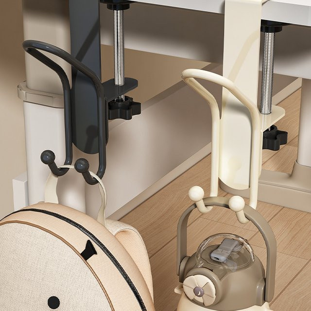 Multifunktionaler Büro-Schreibtisch-Taschenhaken aus Metall in Beige zur Aufbewahrung von Taschen, Regenschirmen und Kopfhörern ohne Bohren - Bild 1