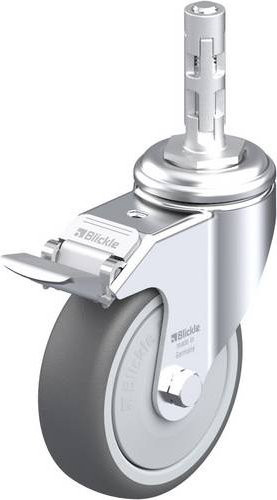 Blickle LKRA-PATH 101KF-11-FI-E11 Lenkrolle mit Feststeller in Grau und Silber, Rad-Durchmesser: 100 mm, Tragfähigkeit: 120 kg - Bild 1