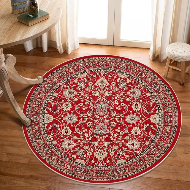 VIKAMA Kristallflor-Teppich in persischem Vintage-Design, rund, schmutzabweisend und waschbar - Bild 1