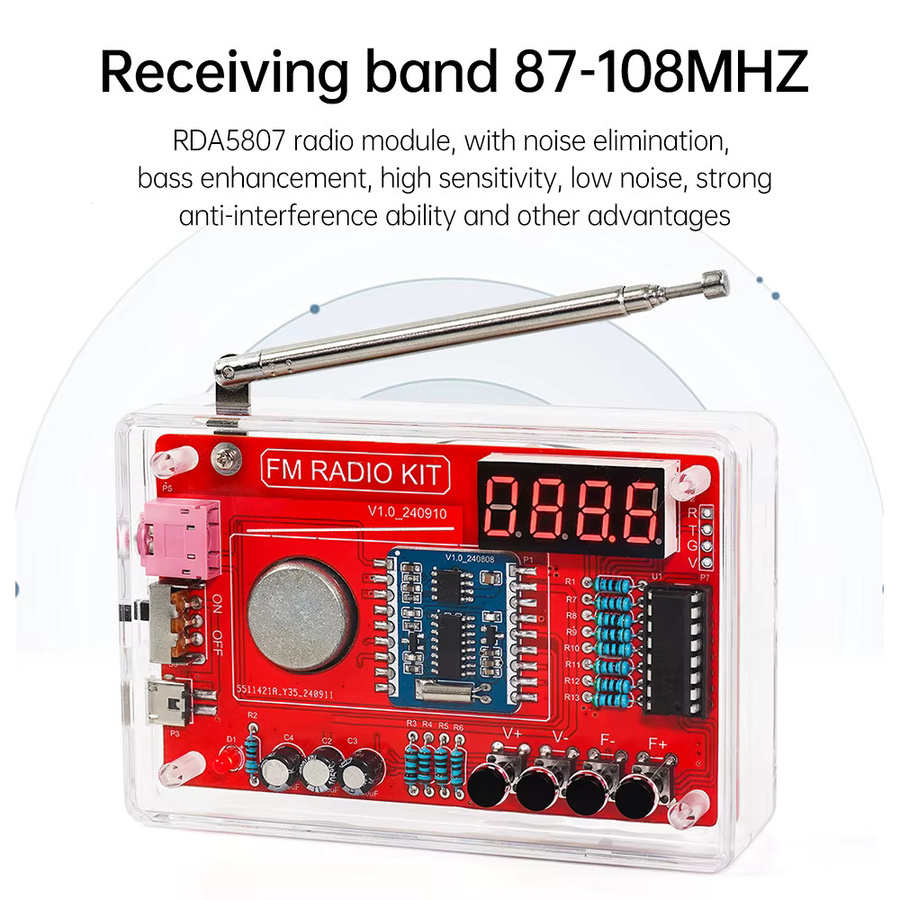 diymore RDA5807 DIY FM Radio Elektronisches Kit mit digitalem Display und einstellbarer Frequenz 87-108 MHz zum Löten - Bild 2