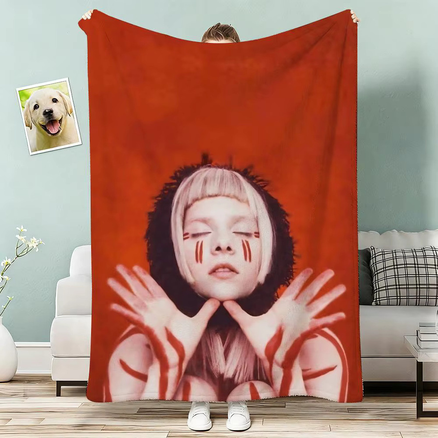 Album A-Aurora Singer Throw Flanelldecke in Weiß und Rot, leichte Sommerdecke mit 240g Gewicht - Bild 2
