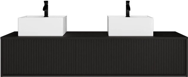 Doppelwaschtisch Arnega Vente-unique Schwarz Matt mit Rillenstruktur B/T/H: 150 x 47 x 32 cm - Bild 1