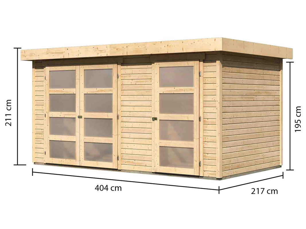 KARIBU Gartenhaus Lund in Natur mit Dachfolie ohne Boden - Bild 2