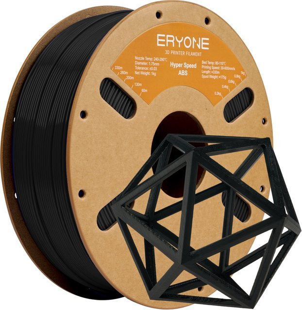 ERYONE Hochgeschwindigkeits-ABS 3D-Drucker-Filament für FDM, 1 kg, erhältlich in Grau und Schwarz - Bild 1