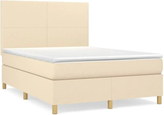 vidaXL Boxspringbett Hybrid mit Matratze und Taschenfederkern in Beige, B/T/H: 140 x 190 x 144 cm - Bild 1