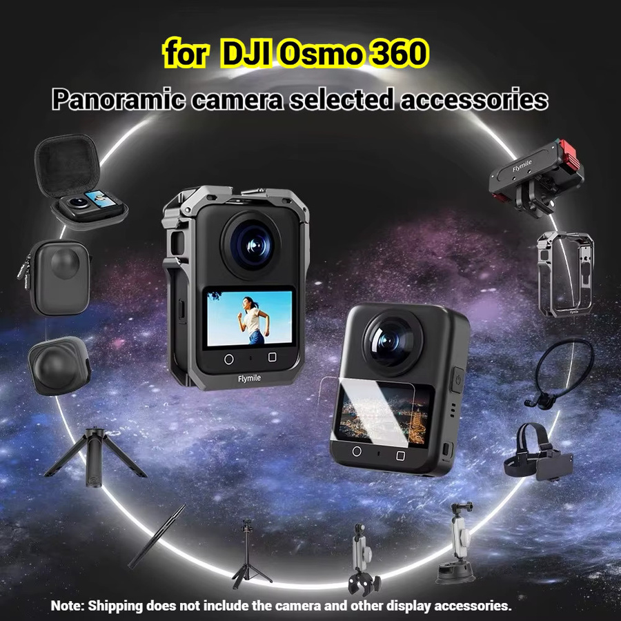 DJI Osmo 360 Zubehör-Set in Schwarz mit Gehärtetem Glas, Metallkäfig, Saugnapf-Windschutzscheibenhalterung, Aufbewahrungstasche und Schnellwechseladapter - Bild 2