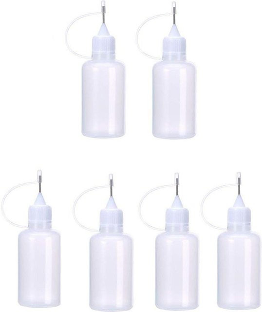 6er Set TOMTOP JMS Nadelspitze Kleberflaschen aus Kunststoff und Edelstahl, transparent, 30 ml pro Flasche, ideal für DIY Papierkunst und Quilling - Bild 1