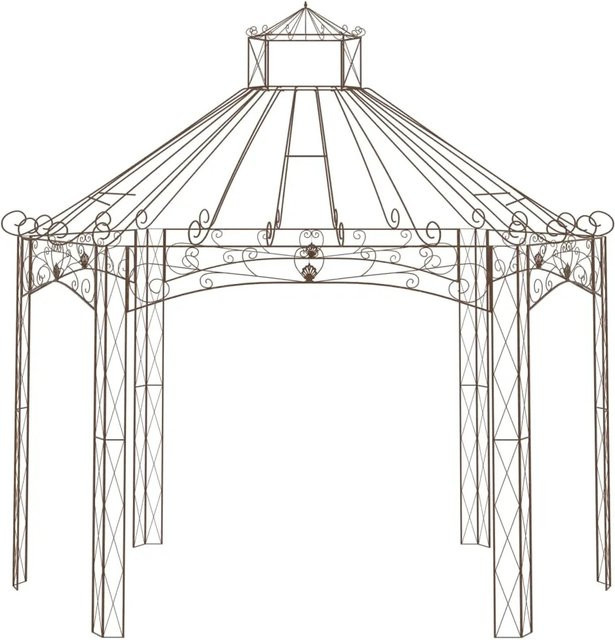 vidaXL Gartenpavillon aus Schmiedeeisen in Antik-Braun mit Ornamenten im Vintage-Stil, B: 400 cm, T: 258 cm, H: 378 cm - Bild 1