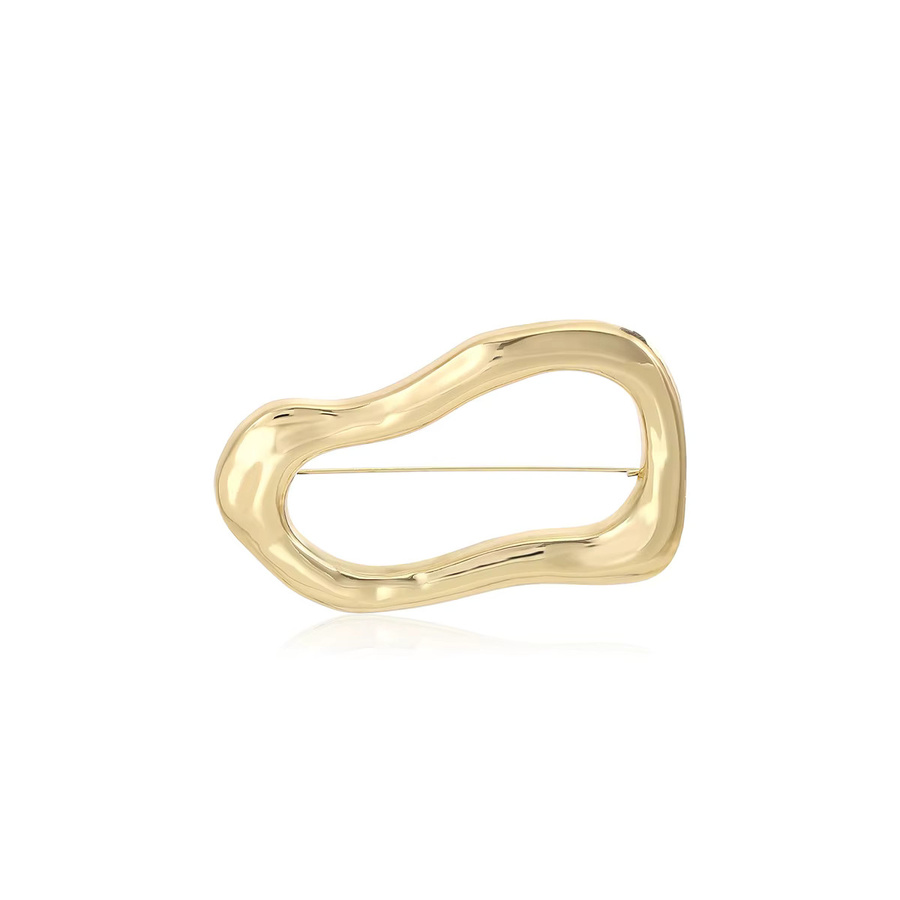 QATT Brosche, unregelmäßig oval, poliert, Gold, minimalistisch - Bild 2