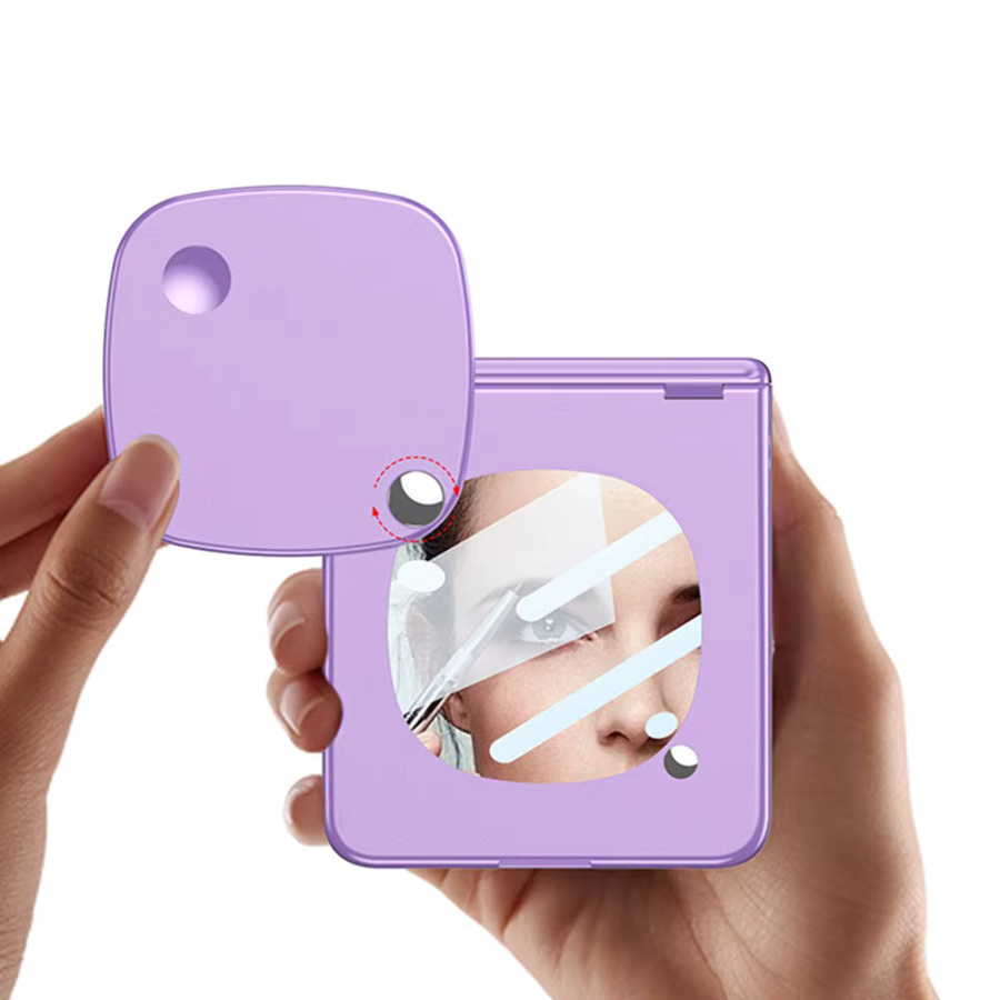 Samsung Galaxy Z Flip 7 Schutzhülle mit Make-up-Spiegel und magnetischem Scharnier sowie Glas-Display-Schutz in Rot oder Lila - Bild 1
